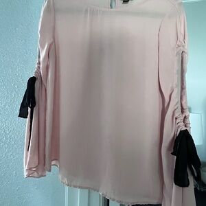 a.n.a Light Pink Blouse with Black Tie Accents